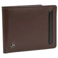 thumbnail image 1 of Jack Abrahams Mens Genuine Goat Nappa Leather Bi-Fold RFID Wallet With Flip ID Window Pocket (Brown/Black), 1 of 4