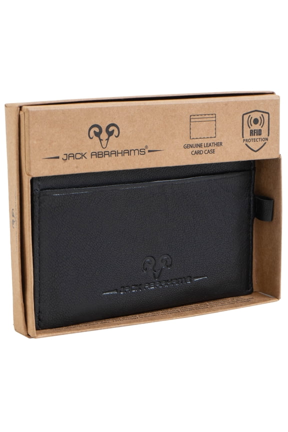 Mens Genuine Goat Nappa Leather Card Case RFID Minimalist Wallet (Black)