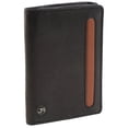 thumbnail image 1 of Jack Abrahams Mens Genuine Goat Nappa Leather Tri-Fold RFID Wallet With ID Window Pocket (Black/Cognac), 1 of 4