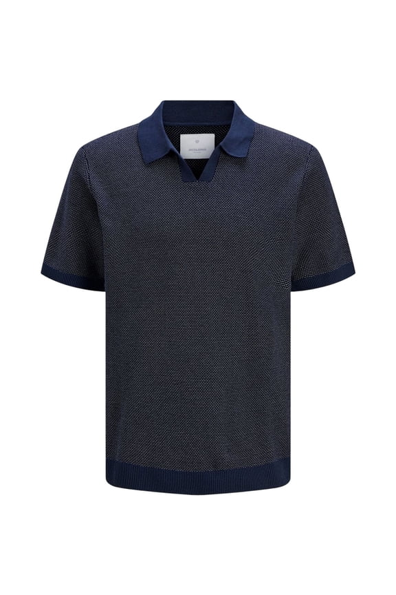 Jack And Jones Mens Knitted Split Neck Polo Shirt