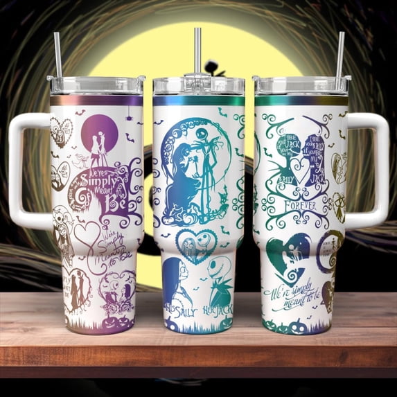 Jack And Sally Forever Tumbler, Jack Skellington Engraved Tumbler 40oz, Nightmare Christmas Xmas Tumbler, Her Jack His Sally Tumbler