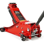 Jack Boss 3 Ton Floor Jack, 6600LBS Capacity Hydraulic Car Jack, Low Profile Portable Jack with Dual Pumps, Quickly Lift Steel Service Jack, Lifting Range 3-1/8 Min to 20 Max Red