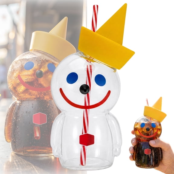 Jack in the Box Glass Sipper Cup 2026 Clear Cartoon Character Glass Sipper With Straw Novelty Drinkware for Iced Tea Soda Bubble Tea Carnival Party Decor Collector Shelf Display and Unique Gifts
