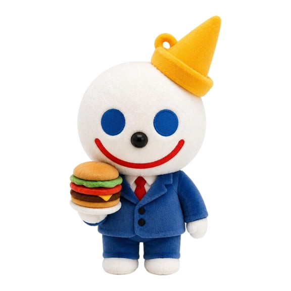 Jack Box Plush Doll with Hamburger Accessory 11.81 Inch Ultra-Soft Stuffed Game Character Dolls Lovely Collectible Toy Blue