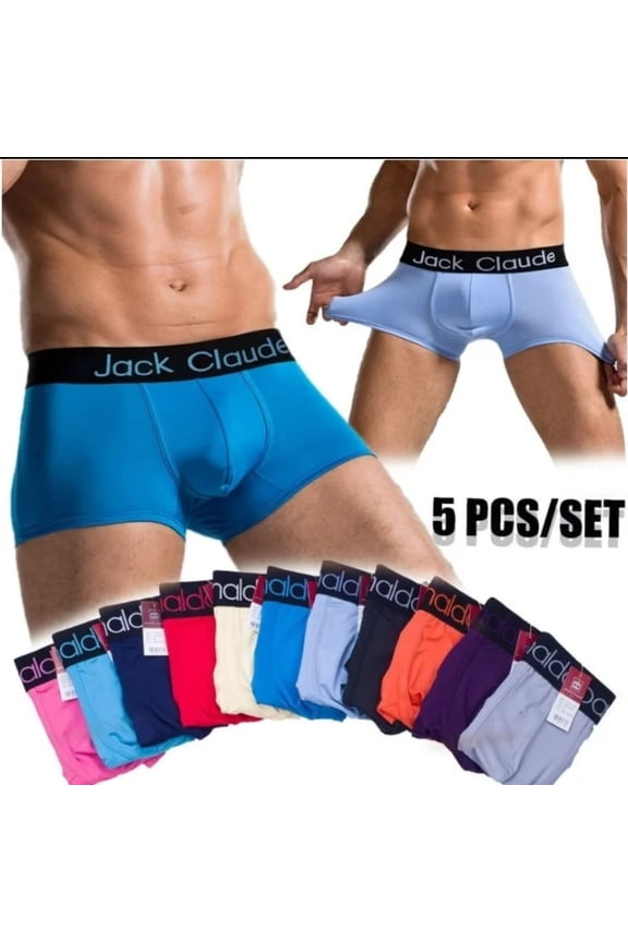 Upgrade Men Boxer Briefs Men's Trunks Men's Underwear U Convex Pouch Breathable 5 Pcs/Set,L