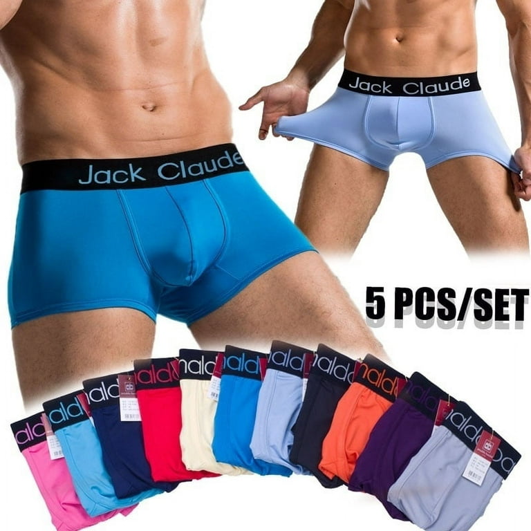 Jack Claude Sexy Men Boxer Briefs Men's Trunks Men's Underwear U Convex  Pouch Breathable 5 Pcs/Set,M