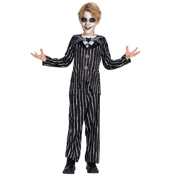 Halloween Costume for Kids Boys Christmas Jack Costume Black and White Striped Set Dress Up Outfit