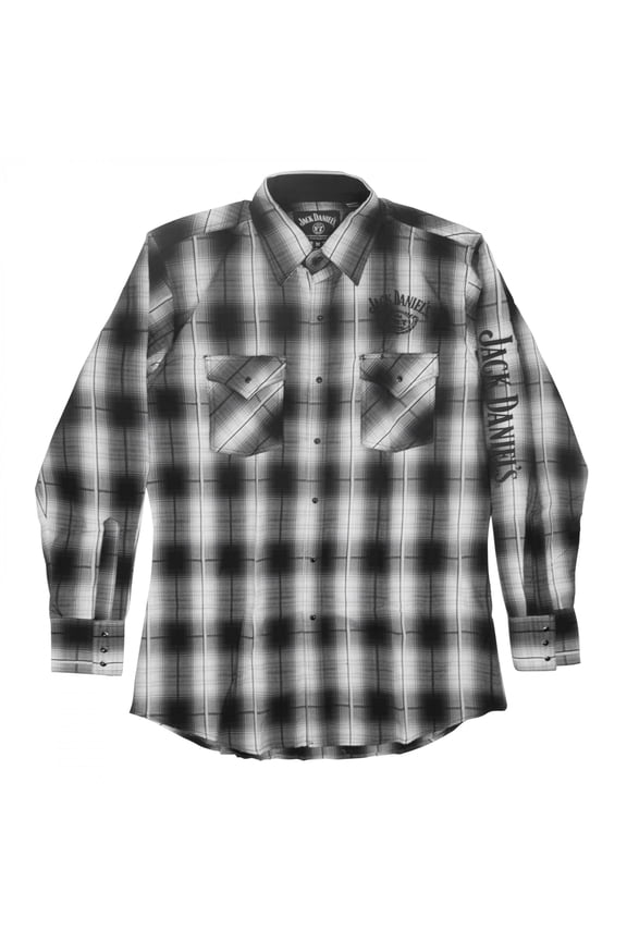 Jack Daniel's Old No.7 Checkered Plaid Button Down Long-Sleeved Shirt-Large