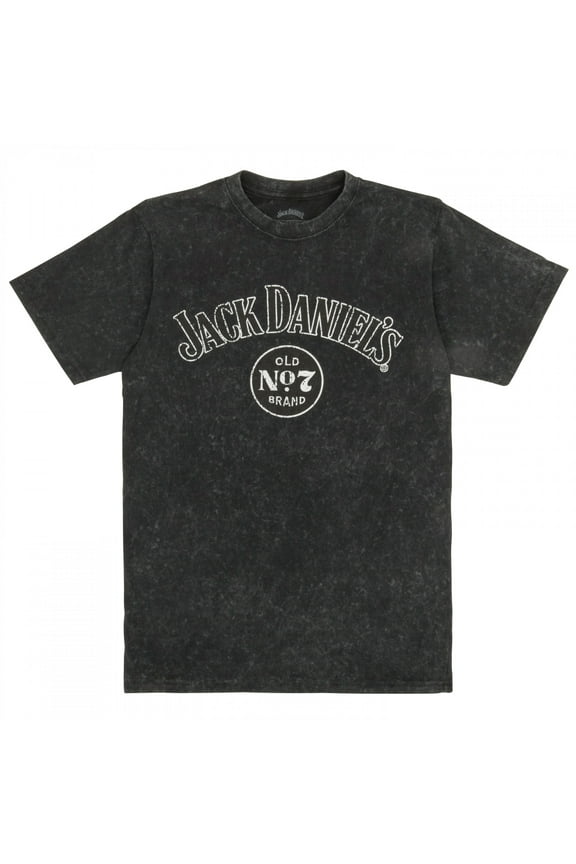 Jack Daniels 885437-xlarge Jack Daniels Old No.7 Mineral Wash Front & Back Print T-Shirt, Black - Extra Large