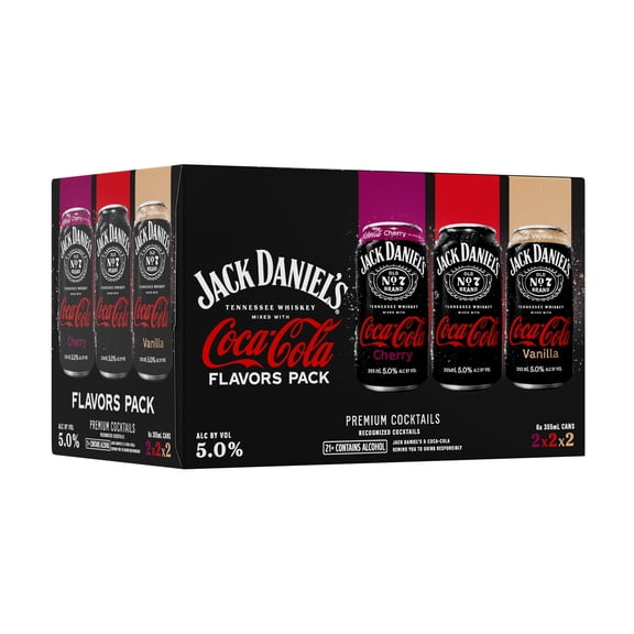 Jack Daniel's & Coca-Cola Canned Cocktails Variety Pack, 6-pack, 12 fl oz Cans, 5% ABV