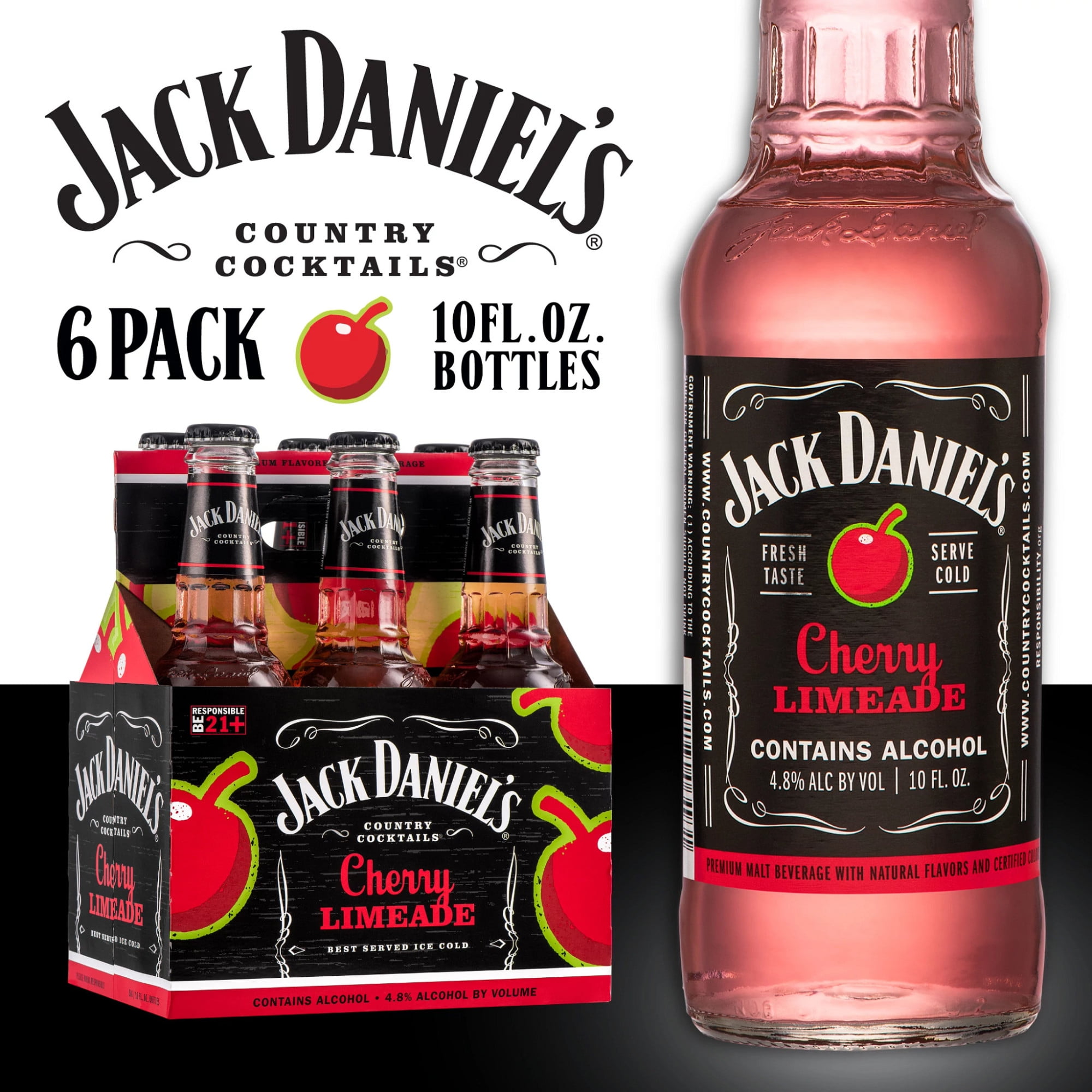 Jack Daniel's Country Cocktails Cherry Limeade, 6 Pack, 10 oz Bottles