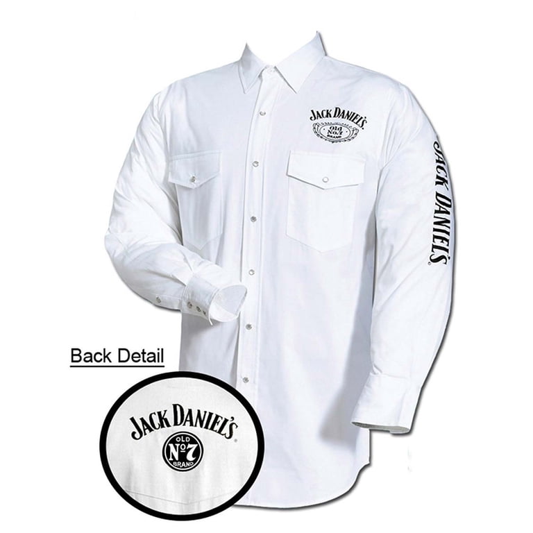Jack Daniel's Embroidered Long Sleeve White Mens Button Down Shirt-Large Jack Daniel's Embroidered Long Sleeve White Mens Button Down Shirt-Large