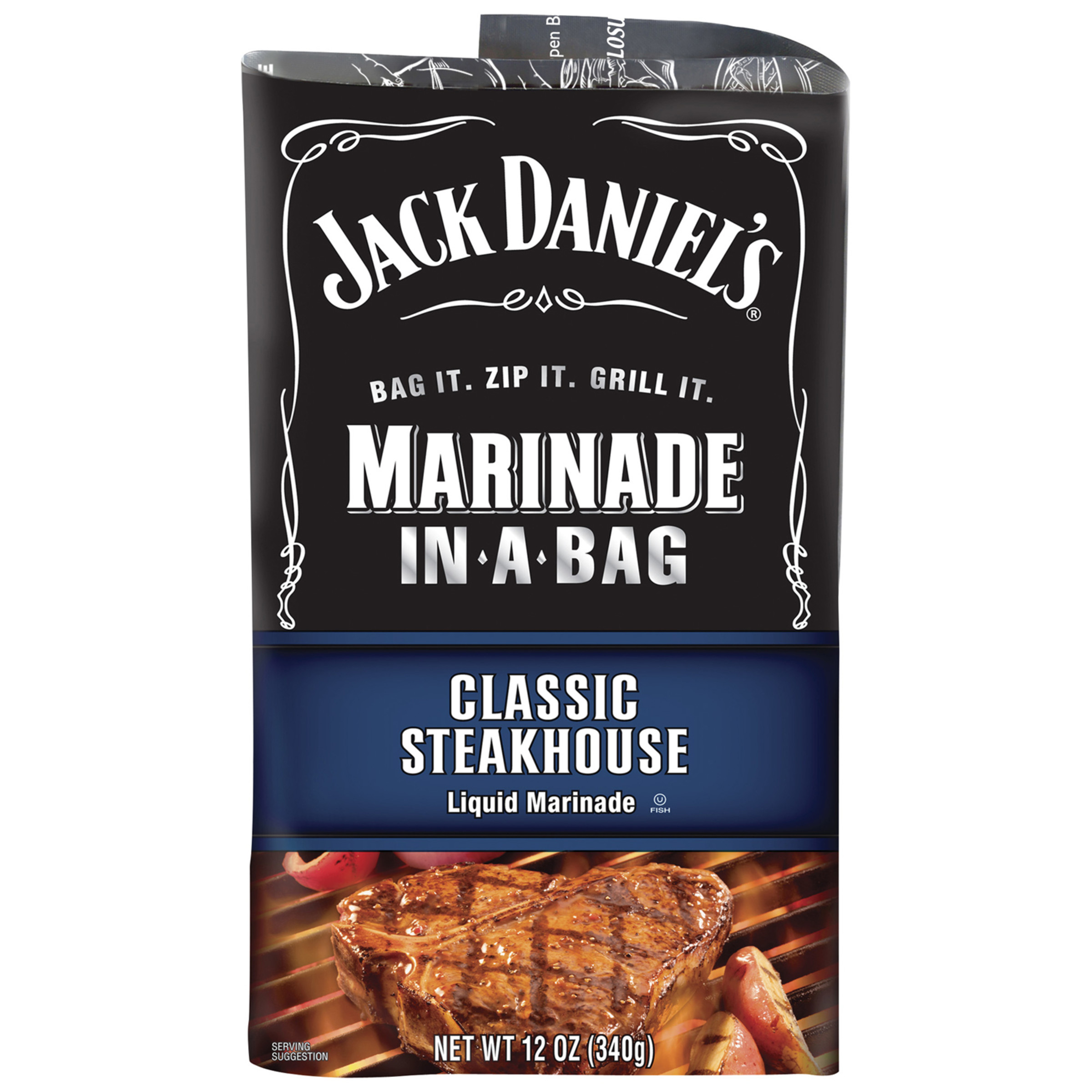 Jack Daniel's Marinade In-A-Bag Classic Steakhouse Liquid Marinade, 12 oz Bag - image 1 of 2