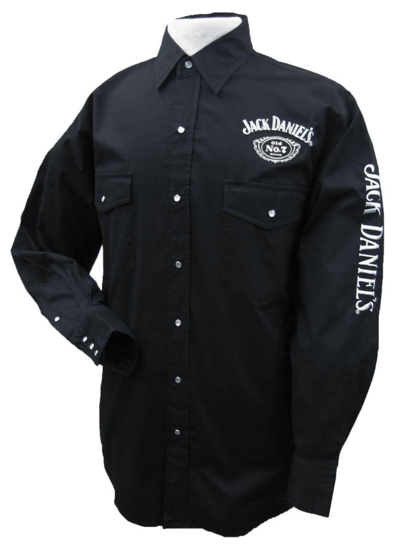 jack daniels long sleeve dress shirt Men's Long Sleeve Jack Daniel's Western Shirt Black / XL