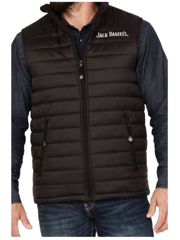 Jack Daniel's Old No.7 Brand Tennessee Whiskey Logo Puffer Vest – Black (L)