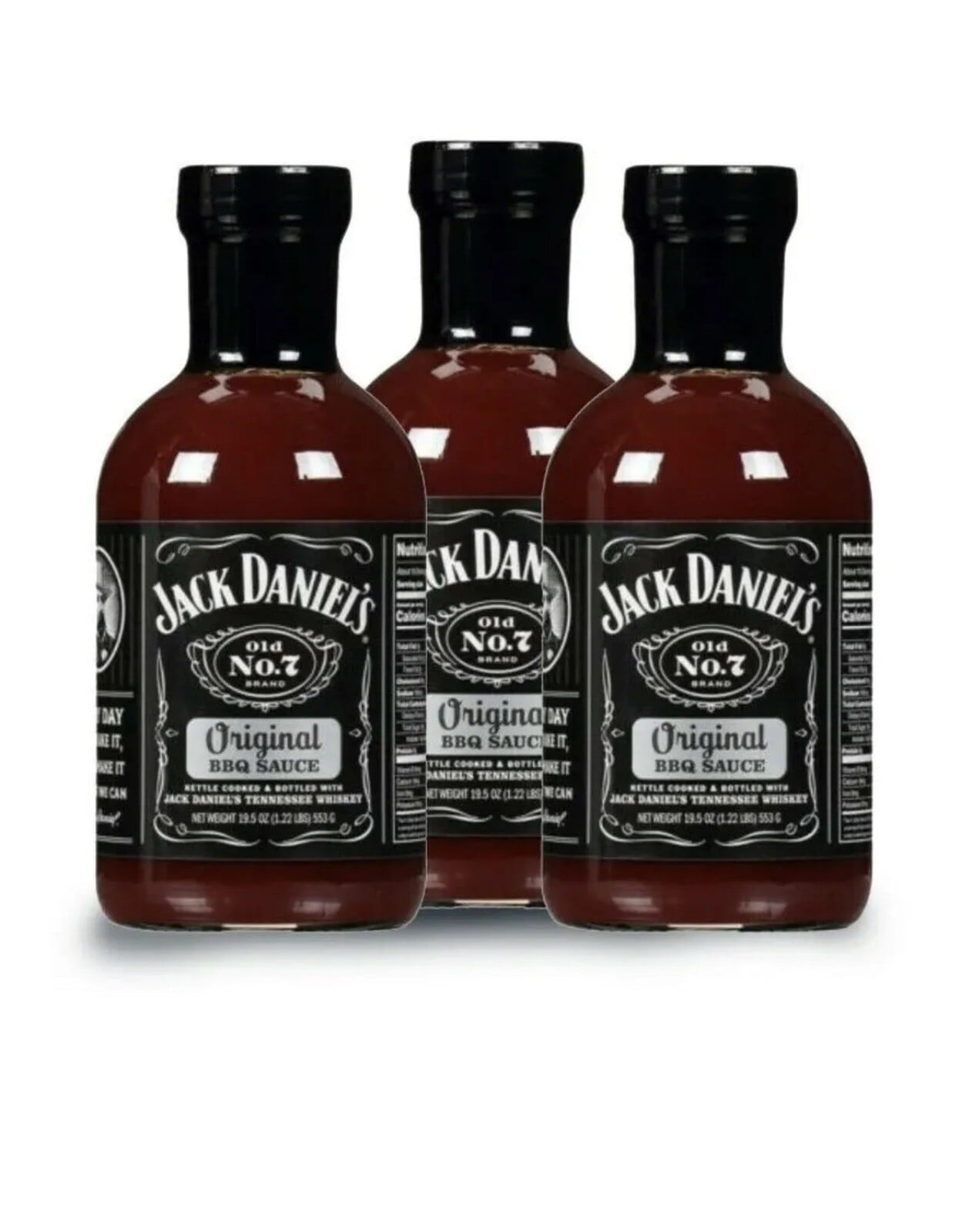 Jack Daniel's Old No.7 Original BBQ Sauce Authentic No Preservative 19.5 oz 3pk