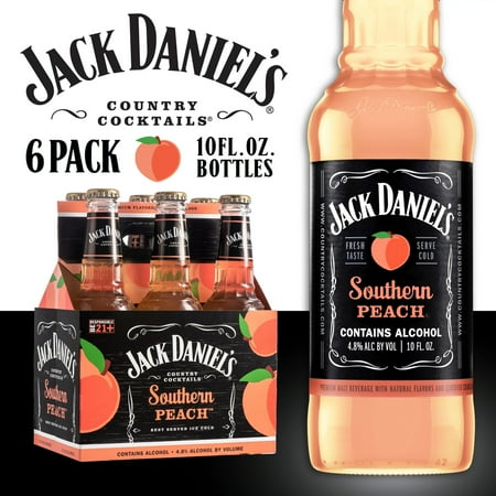 Jack Daniel's Southern Peach Malt Beverage, 6 pack, 10 fl oz Bottle, 4.8% ABV