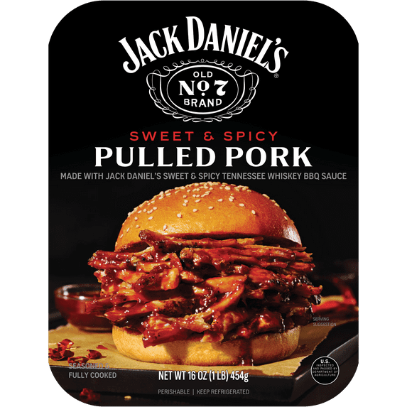 Jack Daniel's Sweet & Spicy Pulled Pork, Fully Cooked, Ready to Heat,16 oz Tray(Refrigerated)