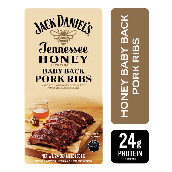 Jack Daniel's Tennessee Honey Baby Back Ribs, Fully Cooked, Ready to Heat, 1.5 lb (Refrigerated)