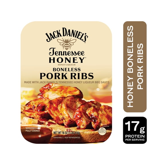 Jack Daniel’s Tennessee Honey Boneless Pork Ribs, Refrigerated Entree, 16 oz