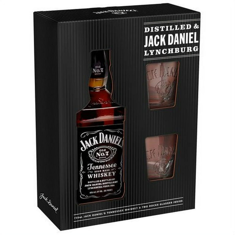Jack Daniel's Tennessee Whiskey Set with Two Glasses, 750 ml