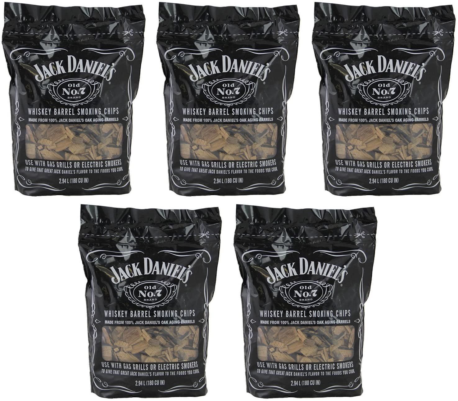 Jack Daniels 01749 Wood Lewef BBQ Smoking Chips, 2.94 L 5 Pack