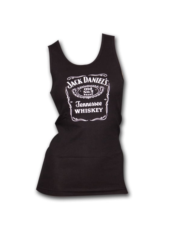 Jack Daniels 18008-Small Old No.7 Label Womens Ribbed Tank Top, Black - Small