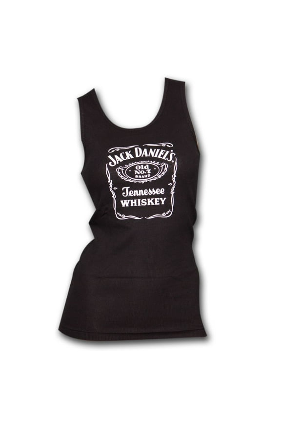 Jack Daniels 18008-Small Old No.7 Label Womens Ribbed Tank Top, Black - Small