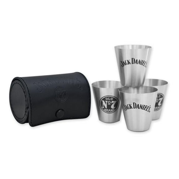Jack Daniels Four Piece Shot Glass Travel Kit