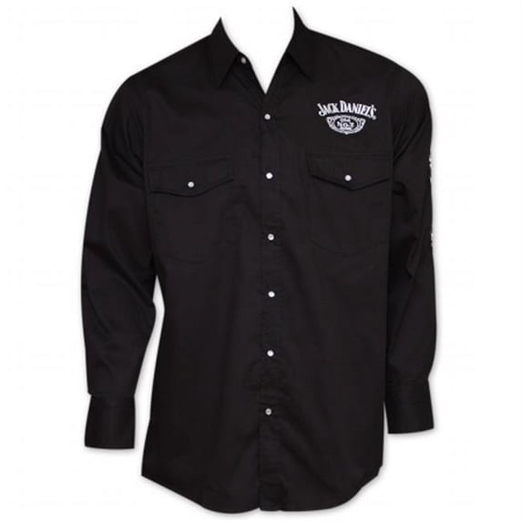 Jack Daniels 22806M Jack Daniels Whiskey Long Sleeve Button-Up Dress Shirt - Black, Medium