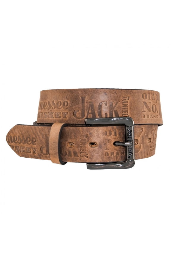 Jack Daniels 826589-34 1.5 in. Jack Daniels Brown Leather Embossed Belt - 34 in.