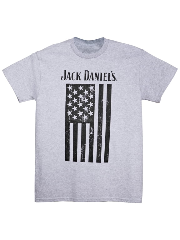 Monochrome American Flag Short Sleeve Crew Neck T-Shirt – Gray (M)
