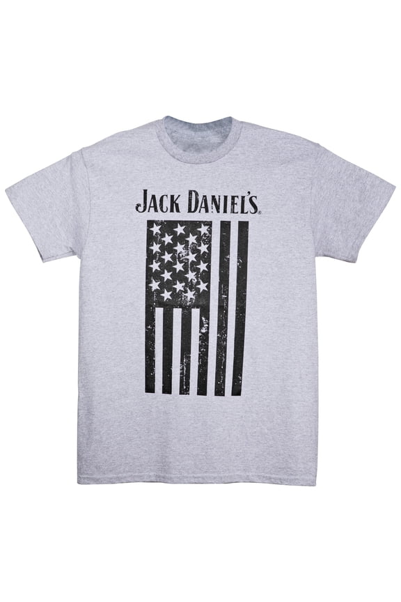 Monochrome American Flag Short Sleeve Crew Neck T-Shirt – Gray (M)