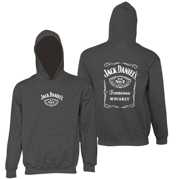 Jack Daniels Bottle Logo Charcoal Mens Hoodie-2XLarge