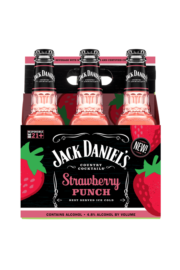 Country Cocktails Strawberry Punch 6 pack, 10 fl oz Glass Bottles, 4.8% ABV, Domestic FMB