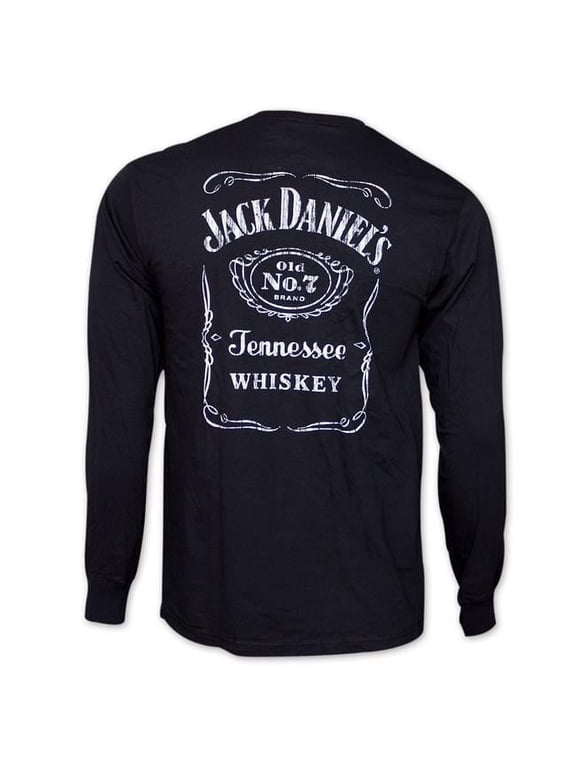 Jack Daniels Classic Label Graphic Mens Long Sleeve Shirt, Black - Large