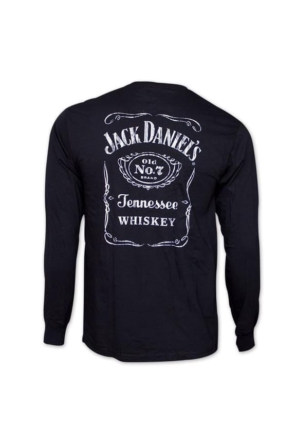 Jack Daniels Classic Label Graphic Mens Long Sleeve Shirt, Black - Medium
