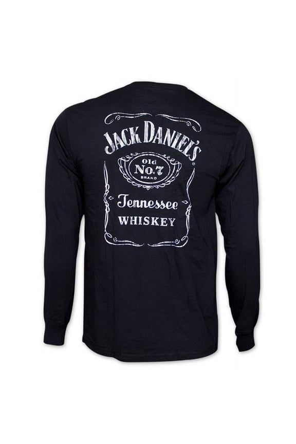 Jack Daniels Classic Label Graphic Mens Long Sleeve Shirt, Black - Medium