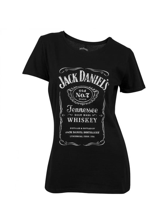 Jack Daniels 870317-small Jack Daniels Label Womens T-Shirt, Black - Small
