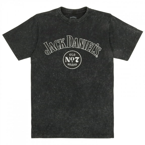 Jack Daniels 885437-large Jack Daniels Old No.7 Mineral Wash Front & Back Print T-Shirt, Black - Large