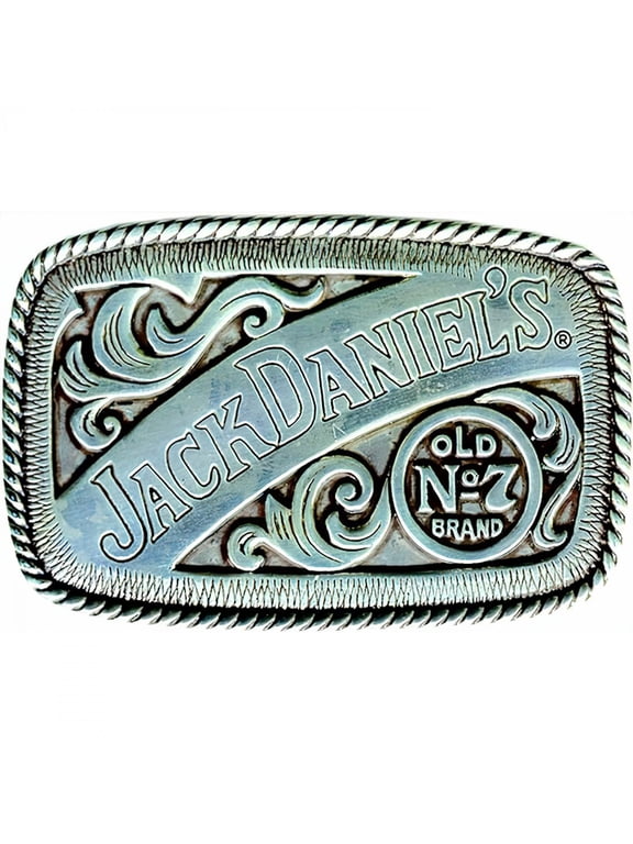 Ornate Rectangular Logo Belt Buckle