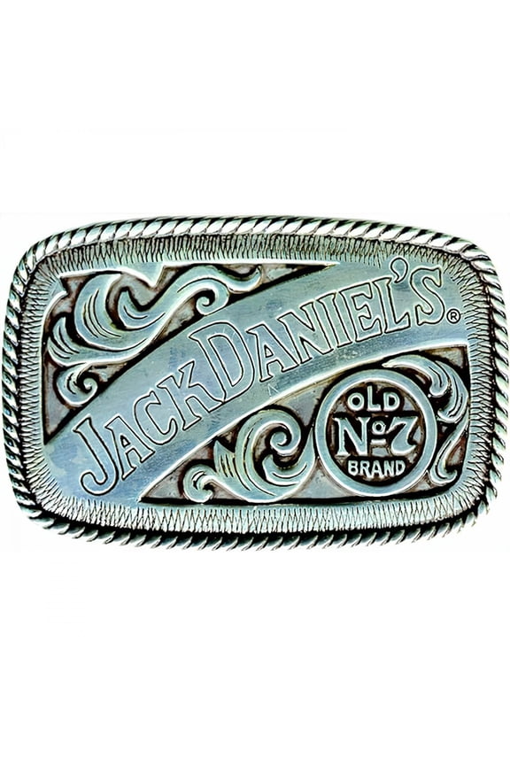 Ornate Rectangular Logo Belt Buckle