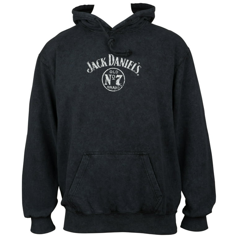 Jack Daniels Label Mineral Wash Front and Back Print Pull Over Hoodie XLarge