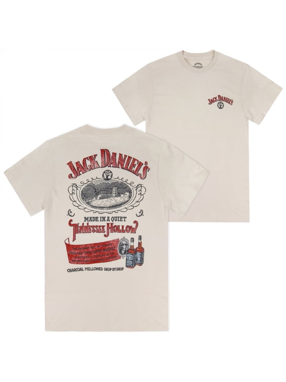 Jack Daniels Made In a Quiet Hollow Front and Back Print T-Shirt-3XLarge