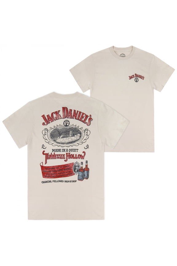 Jack Daniels Made In a Quiet Hollow Front and Back Print T-Shirt-XLarge