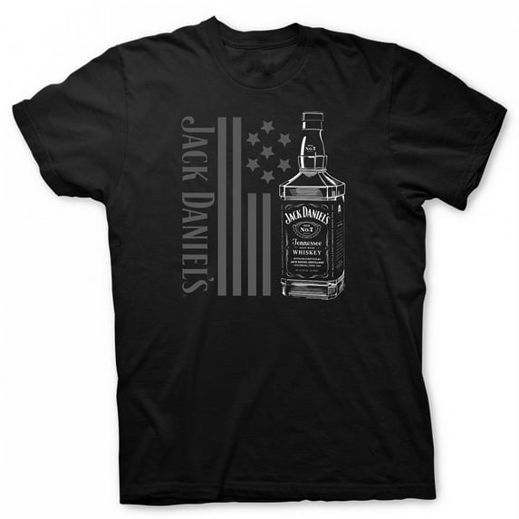 Jack Daniels Men's Bottle & Banner Tee T-shirt Top Whiskey Liquor Bourbon (XL)