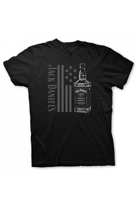 Jack Daniels Men's Bottle & Banner Tee T-shirt Top Whiskey Liquor Bourbon (XL)