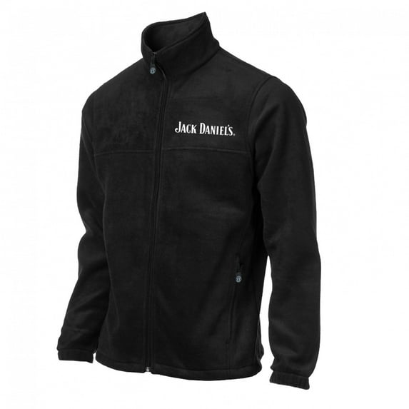 Jack Daniels Men's Fleece Jacket Coat Full Zip w/ Logo Whiskey Liquor Black (M)