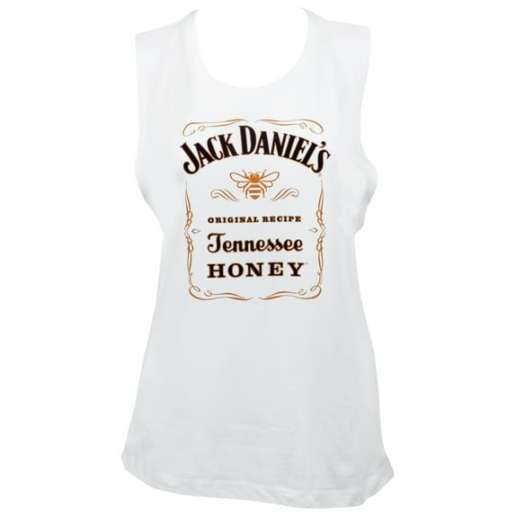 Jack Daniels Tennessee Honey Womens White Muscle Tank-Large