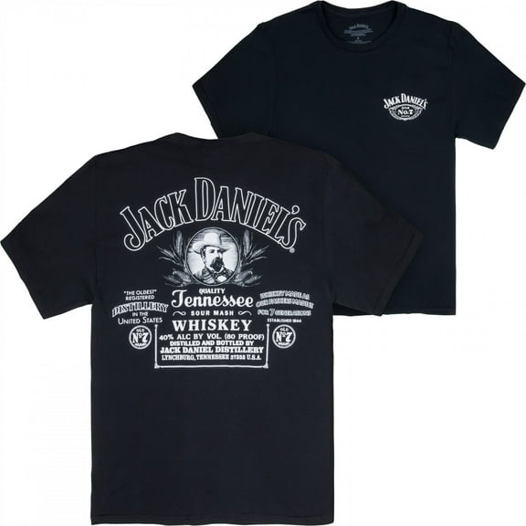 Jack Daniels Vintage Label Front  and  Back Print T-Shirt-2XLarge